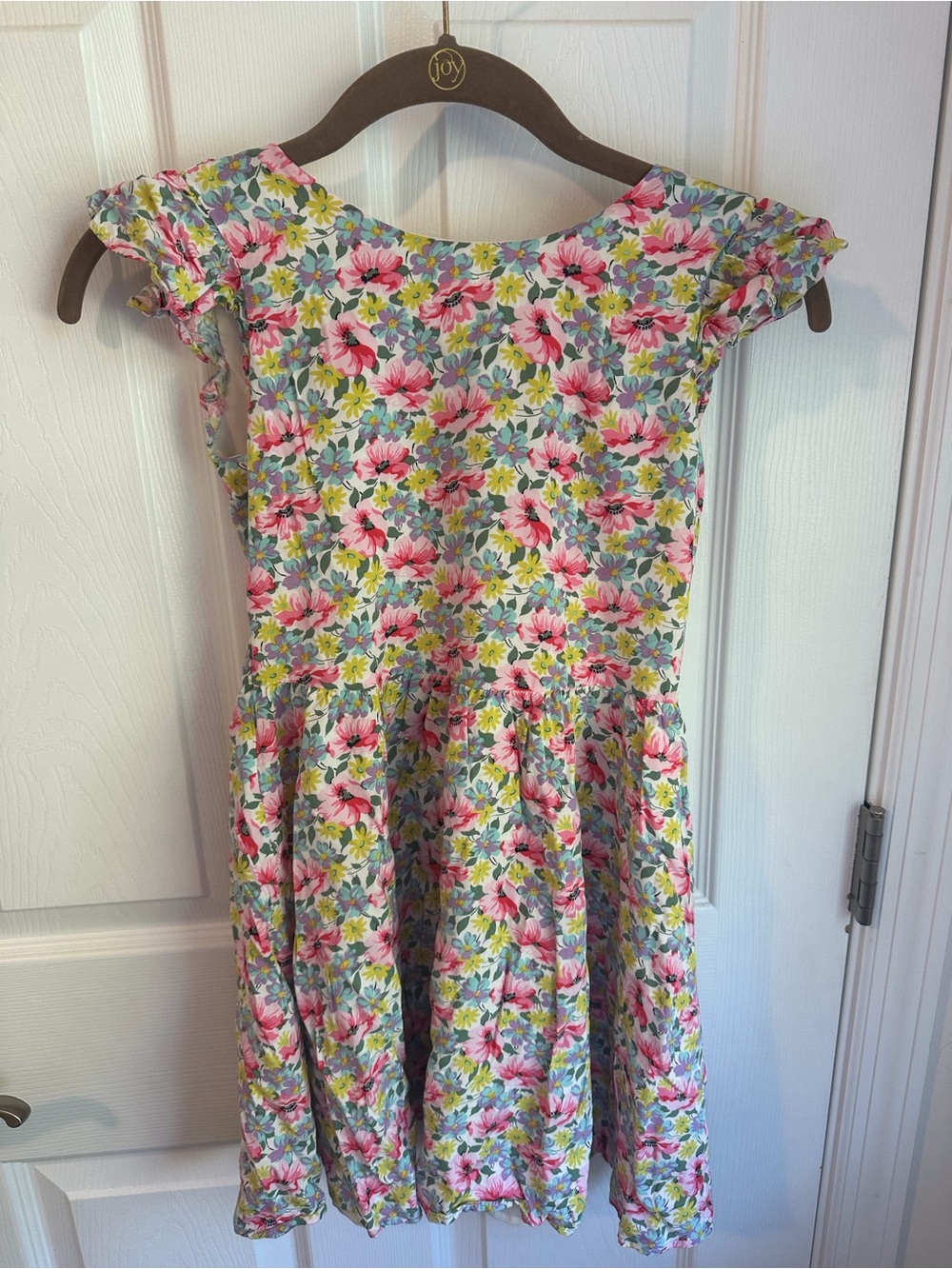 GAP Floral Cap-Sleeve Dress in Pink, Green & Blue